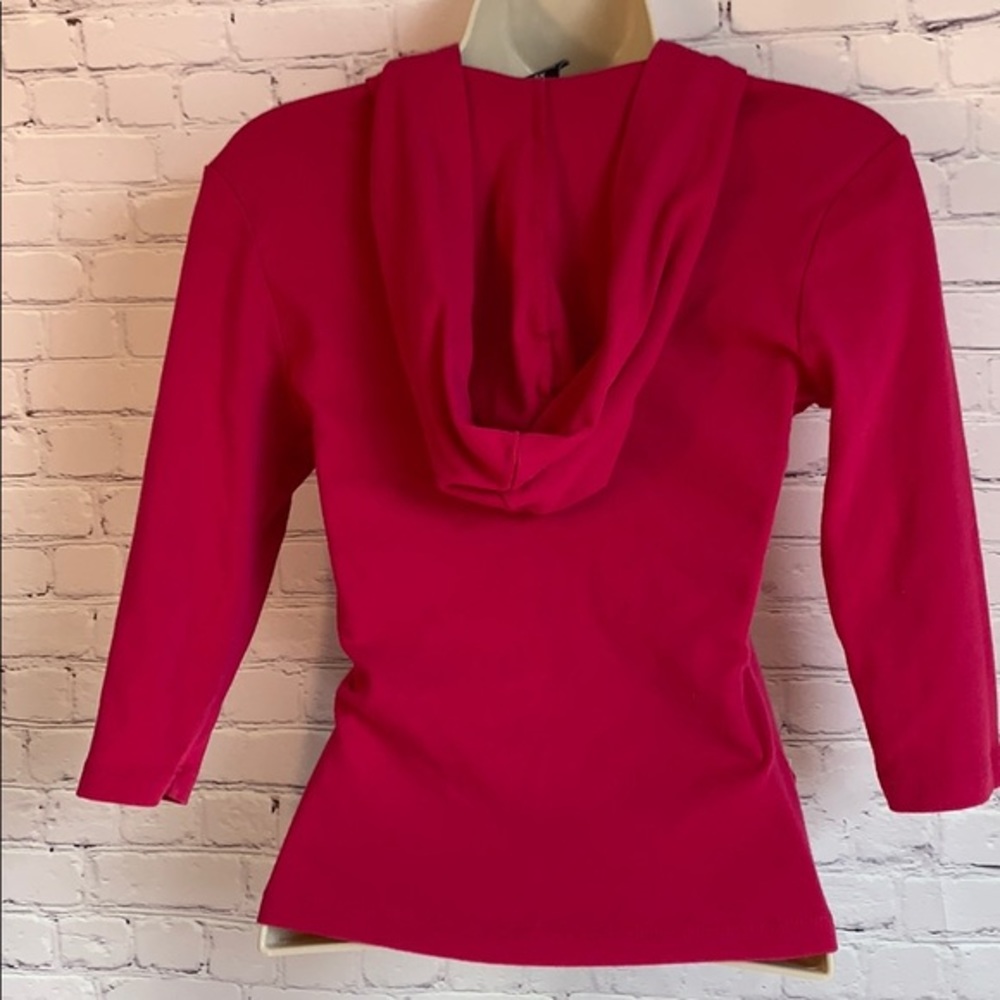 The Limited Hooded Shirt size XS 3/4” sleeves Barbie Pink V neck 100% Cotton - Picture 7 of 8